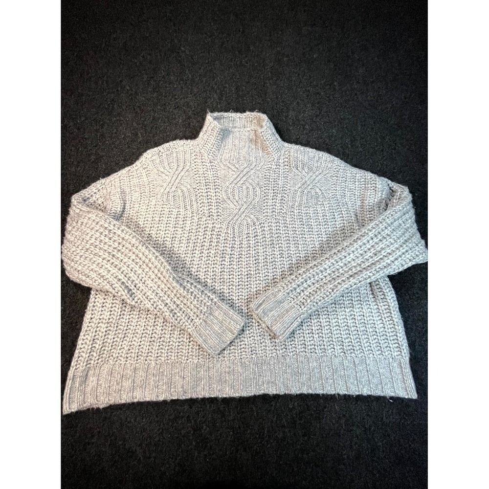 Aerie‎ Sweater Womens Small Gray Chunky Knit Ribbed Mock Neck Warm Wear Winter